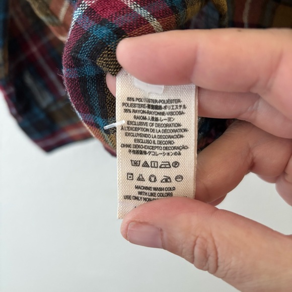 Free People shoulder‎ cut out plaid flannel button down top Size XS - Picture 6 of 6